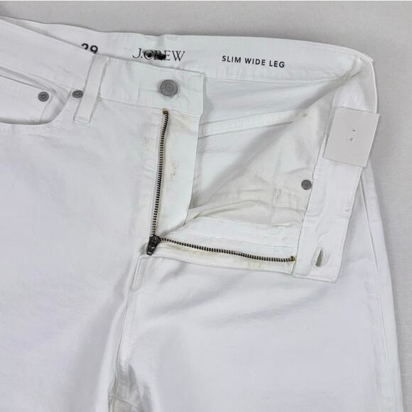 J Crew Women's Slim Wide Leg Jean Size 29 White High Waist Ankle Raw Hem - Picture 3 of 16